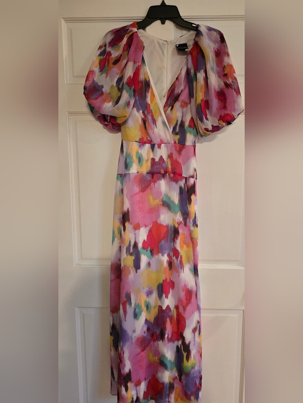 Floral Watercolor V-Neck Maxi Dress - Multi